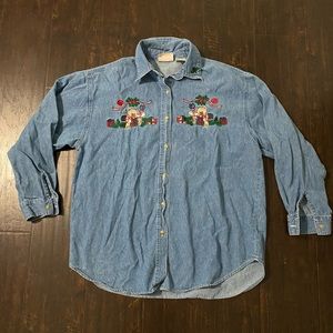 90s style denim button up